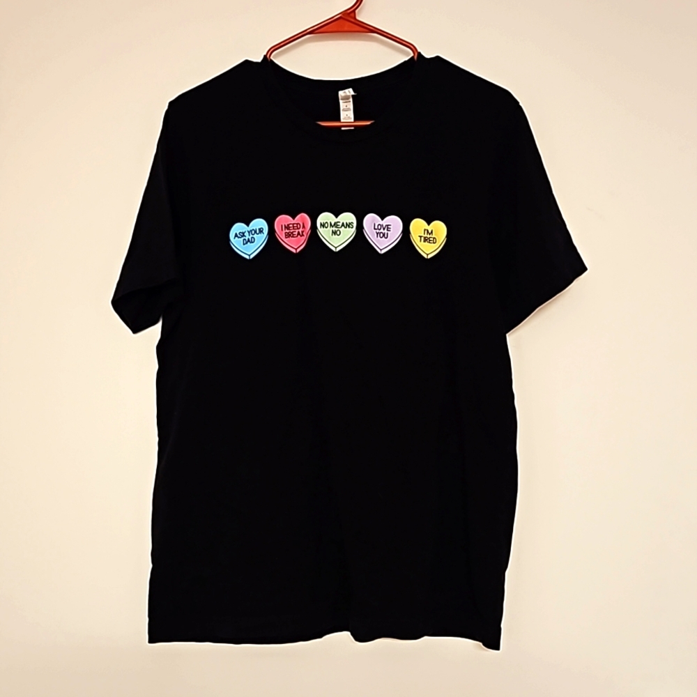 Conversation hearts graphic tee Bella Canvas Lg. Valentine's Seasonal cupid